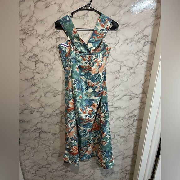 Faherty Bay Twist Dress Paradise Blossom Floral Front Slit Sleeveless Size XL - Picture 10 of 12